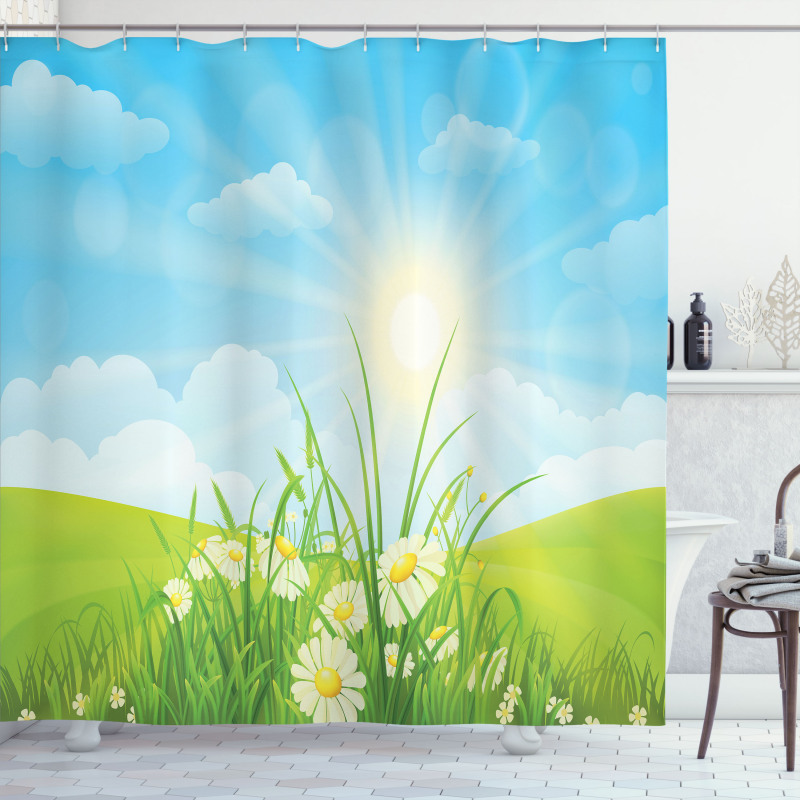 Floral Meadow Illustration Shower Curtain