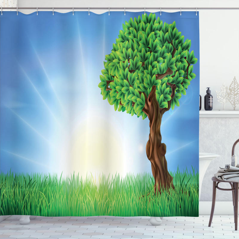 Foliage Leaves Lonely Tree Shower Curtain