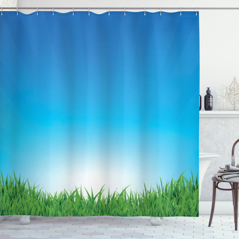 Sunburst Stripes with Grass Shower Curtain