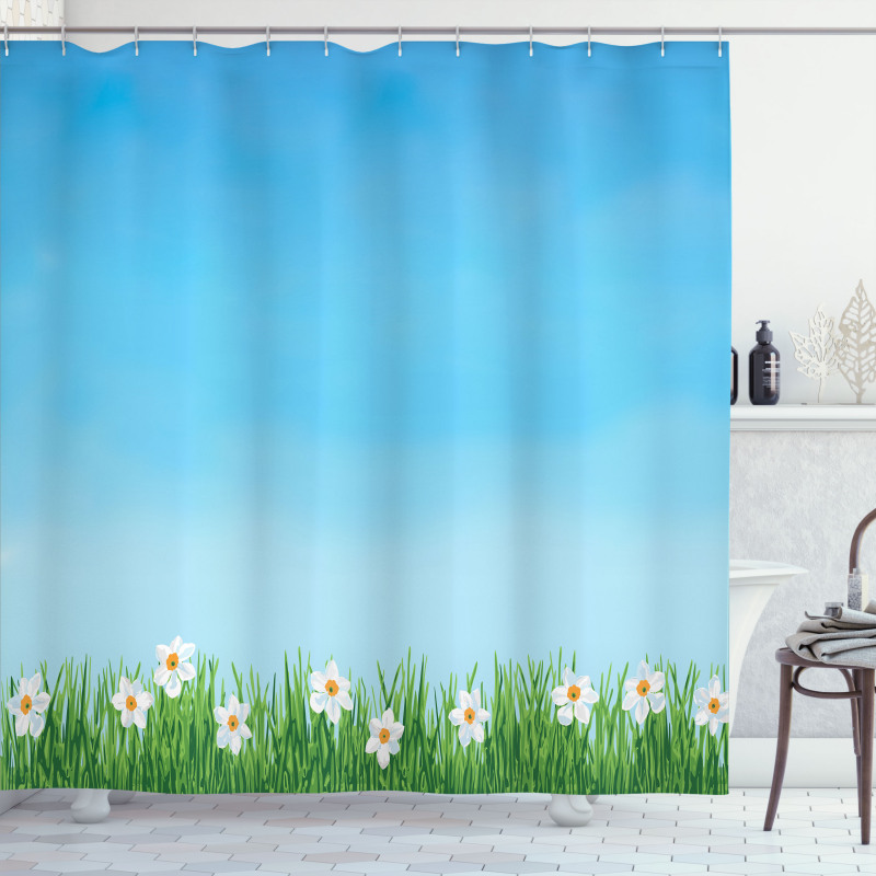 Blue Skies Blurred Background Shower Curtain