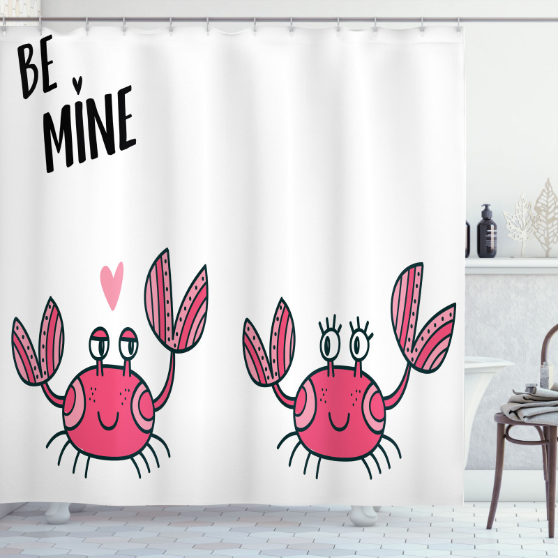 Funky Crab Couple and Heart Shower Curtain