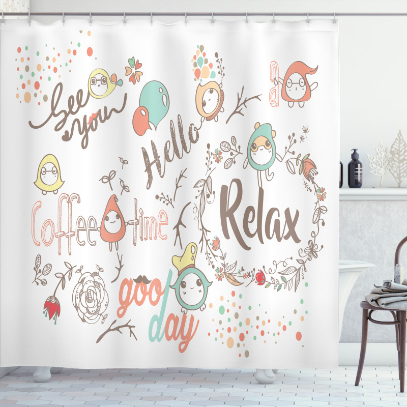 See You Hello Day Text Shower Curtain