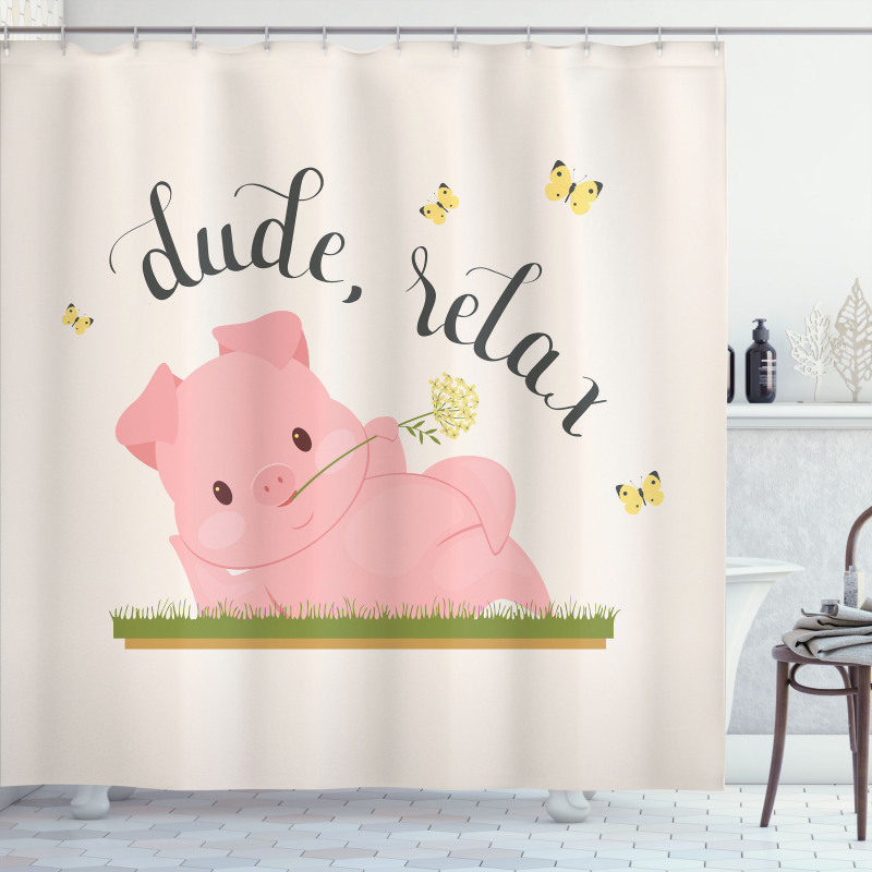 Pot Belly Pink Piglet Shower Curtain