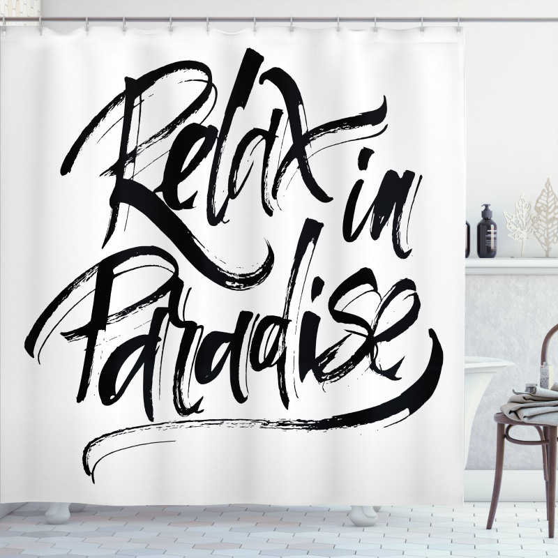 Relax in Paradise Message Shower Curtain