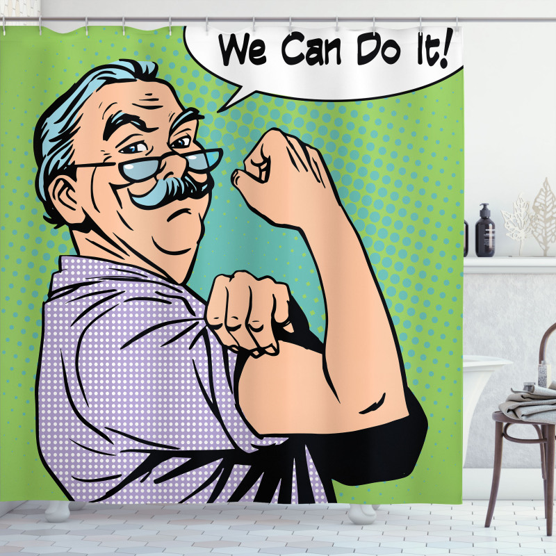 We Can Do It Calligraphy Shower Curtain