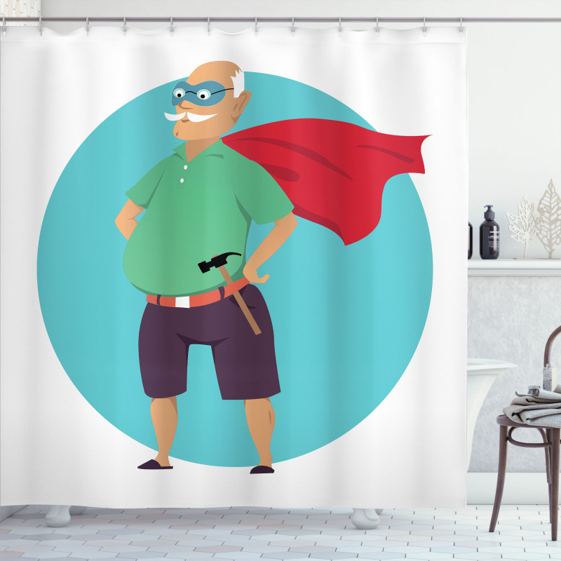 Super Grandpa with Hammer Shower Curtain