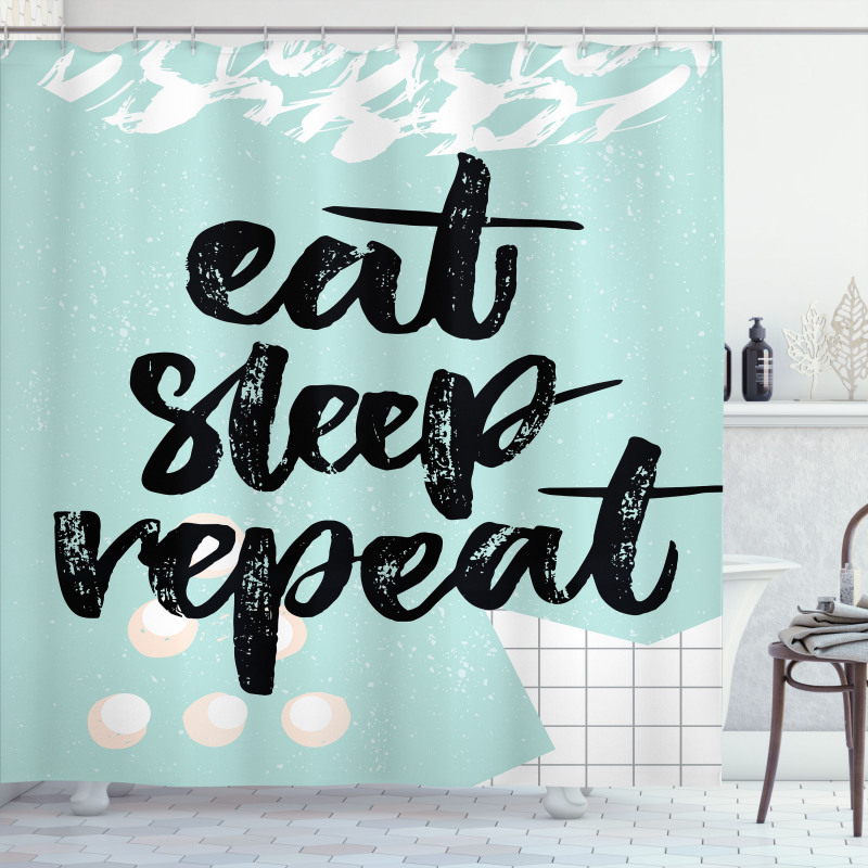 Eat Sleep Repeat Lettering Shower Curtain