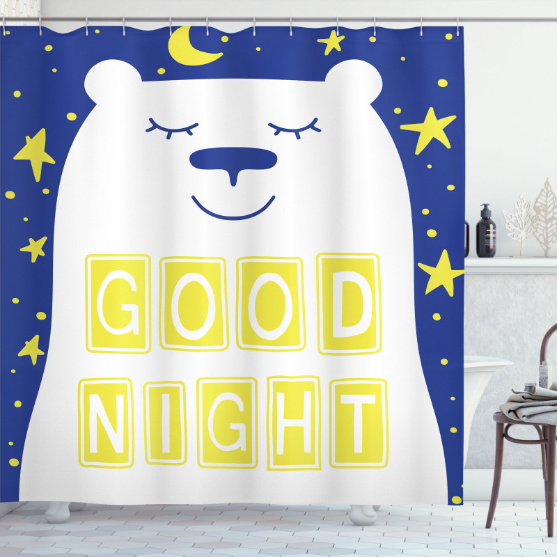 Polar Bear Night Text Shower Curtain