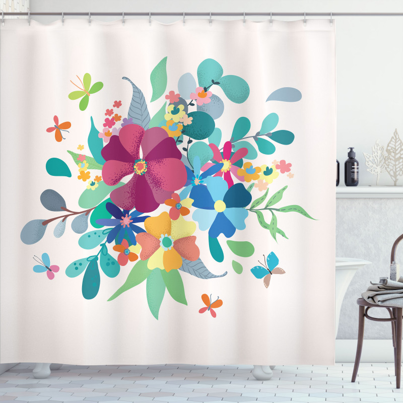 Bouquetnd Butterflies Shower Curtain