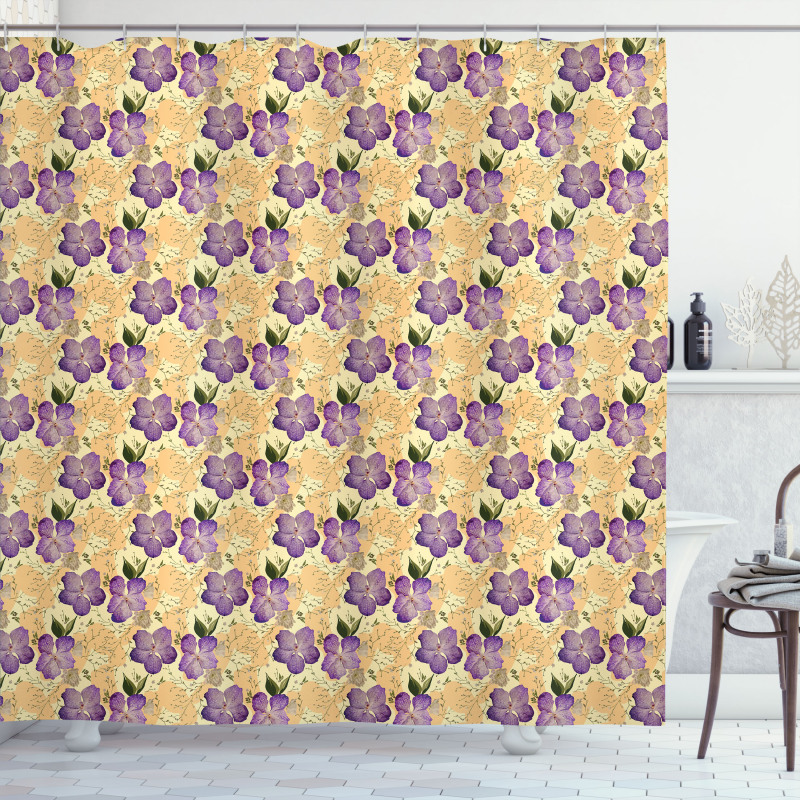 Romantical Purple Orchids Shower Curtain