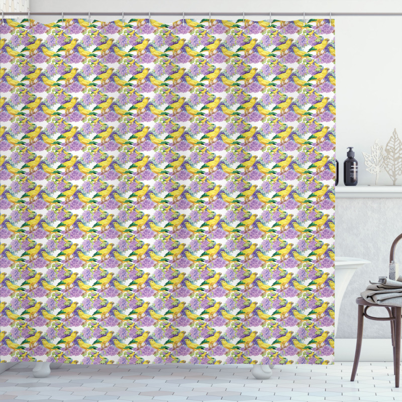 Tropical Yellow Parrot Birds Shower Curtain