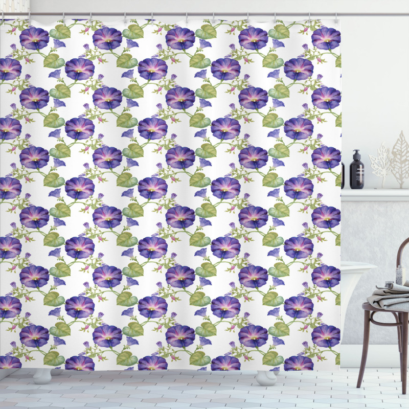 Purple Gramophone Orchids Shower Curtain