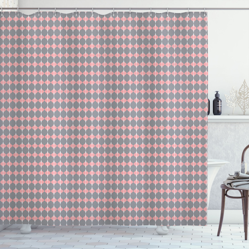 Round Edged Pink Rhombus Shower Curtain