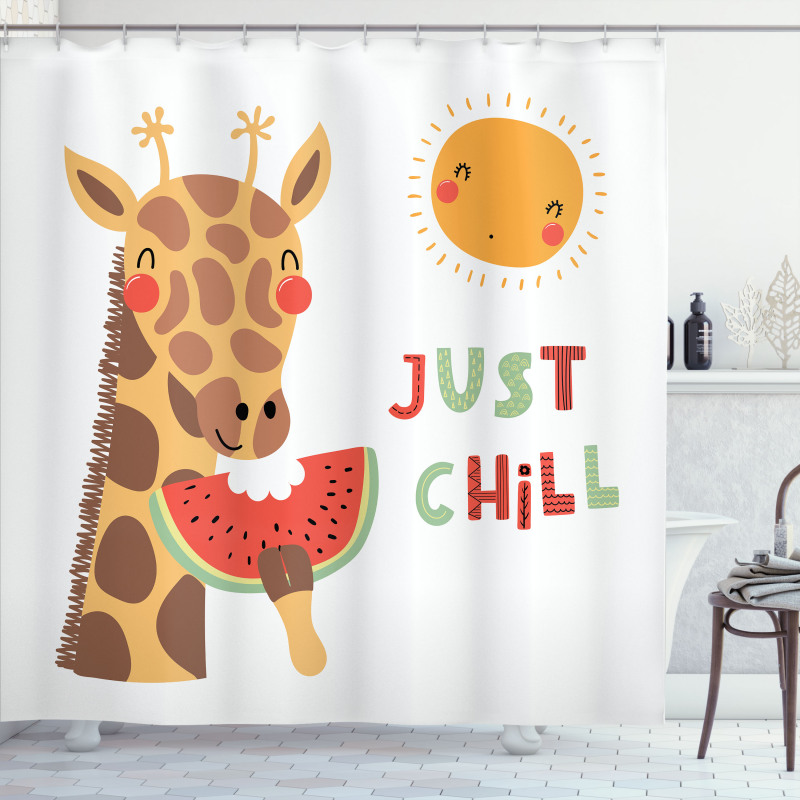 Watermelon Sun Chill Phrase Shower Curtain