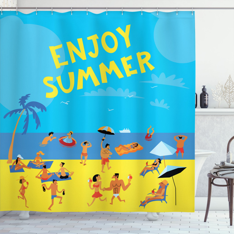 People Tropical Beach Shower Curtain