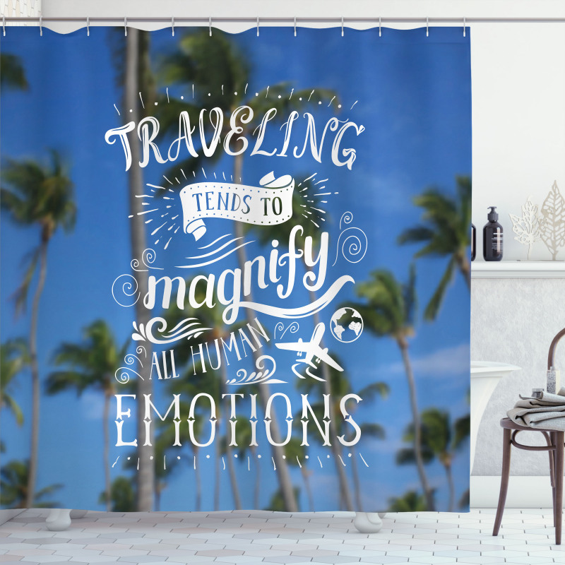 Travel Words Airplane Shower Curtain