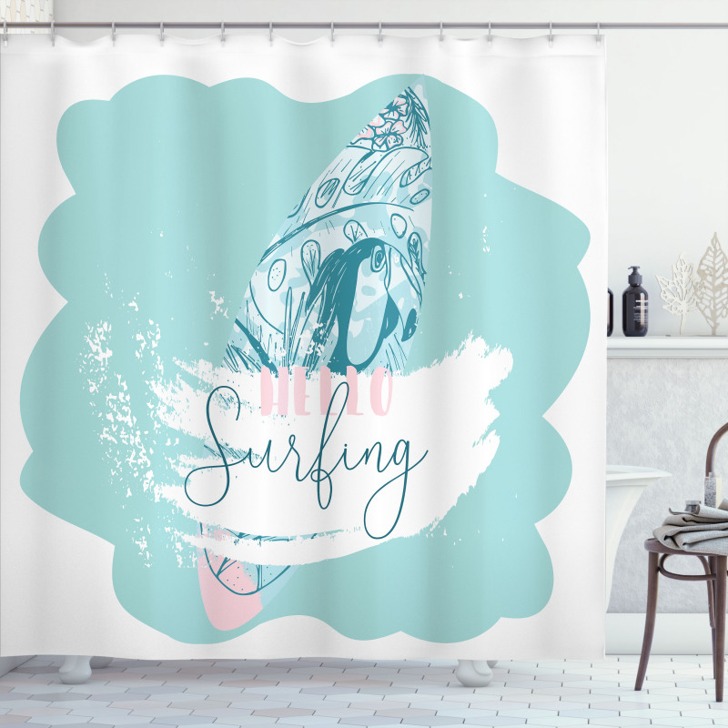 Surfboard with Flowers Shower Curtain
