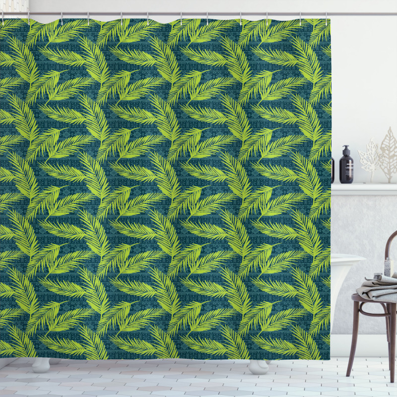 Palms on Aztec Background Shower Curtain