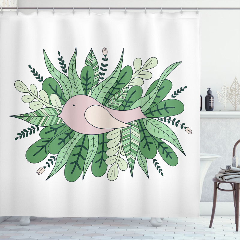 Tiny Sparrownd Leaves Shower Curtain