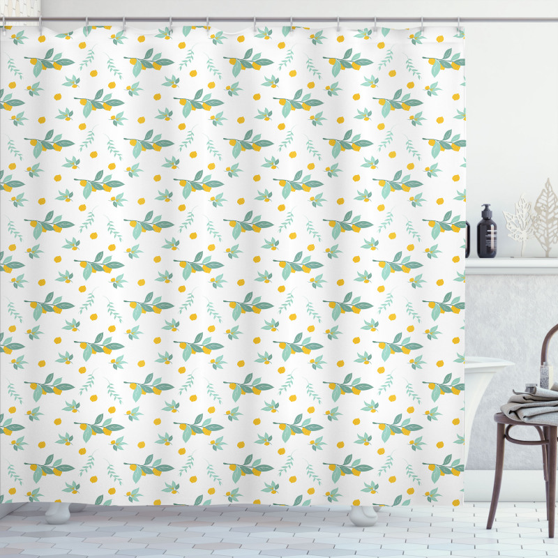 Citrus Fruits and Leaves Shower Curtain