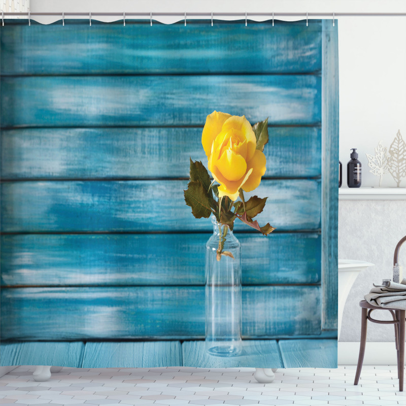 Blooming Yellow Rose in a Jar Shower Curtain
