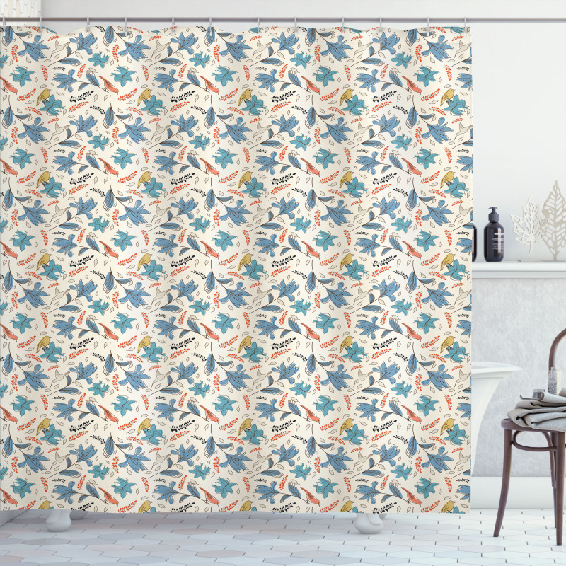 Abstract Flowers and Birds Shower Curtain