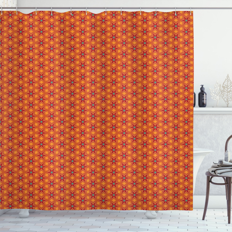 Geometrical Floral Motifs Shower Curtain