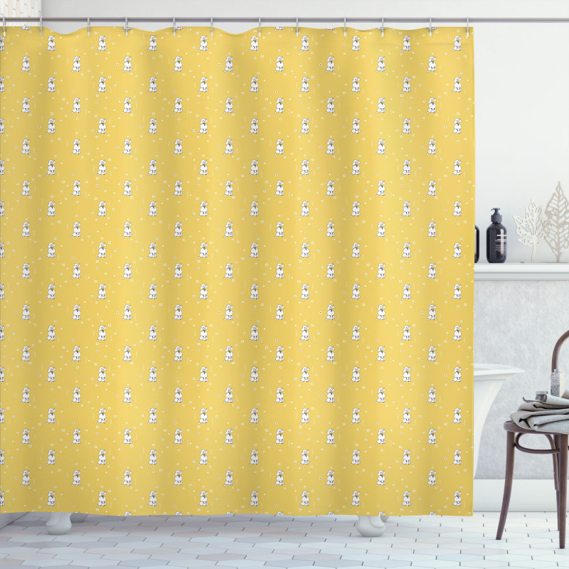 Minimalist Poodles Geometric Shower Curtain