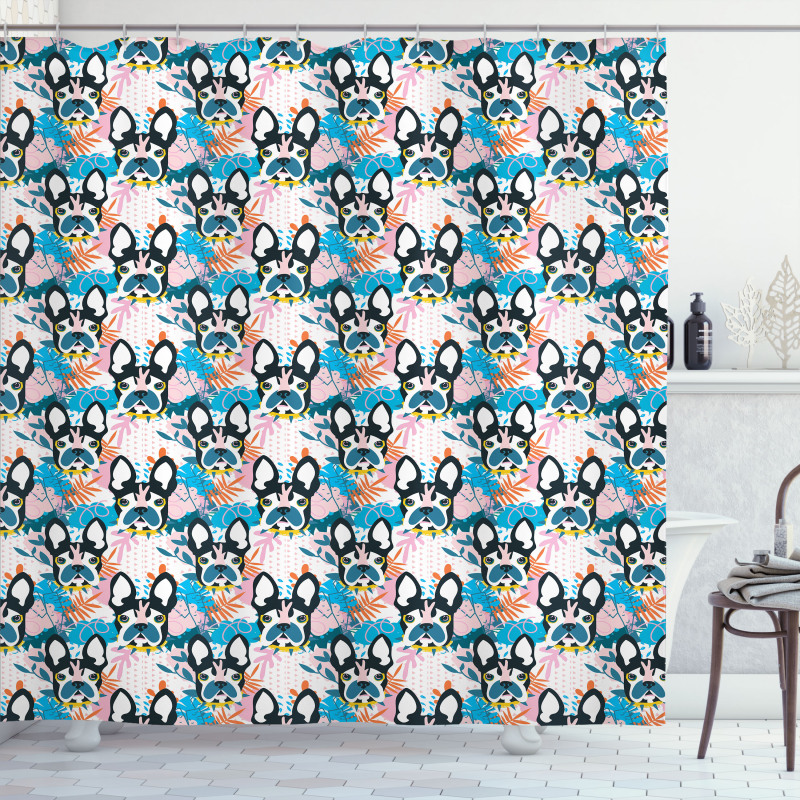 Dog Heads and Leaves Shower Curtain