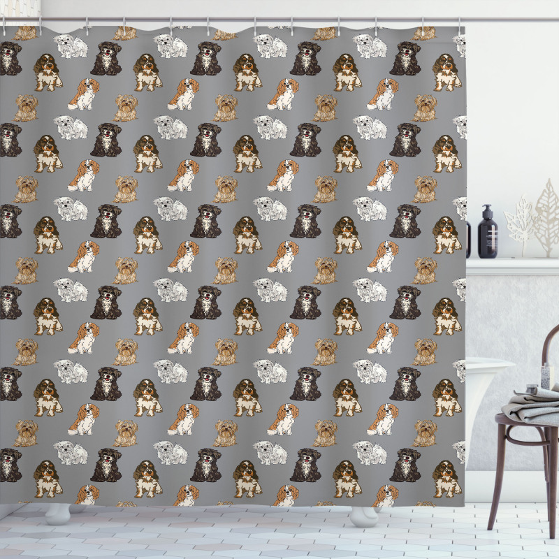 Different Dog Breeds Artwork Shower Curtain