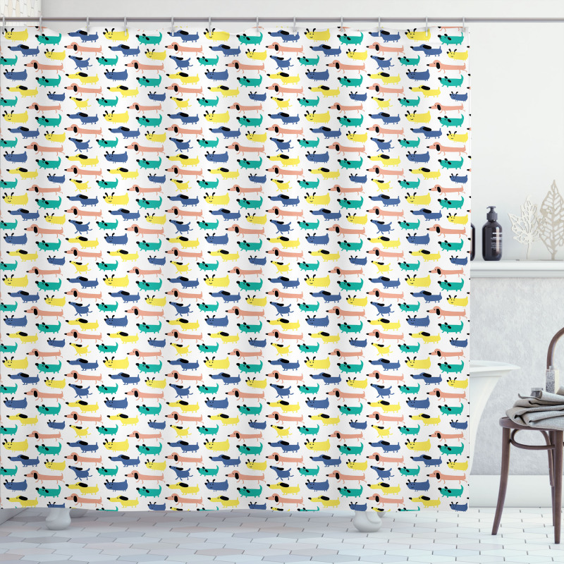 Colorful Cartoon Silhouettes Shower Curtain