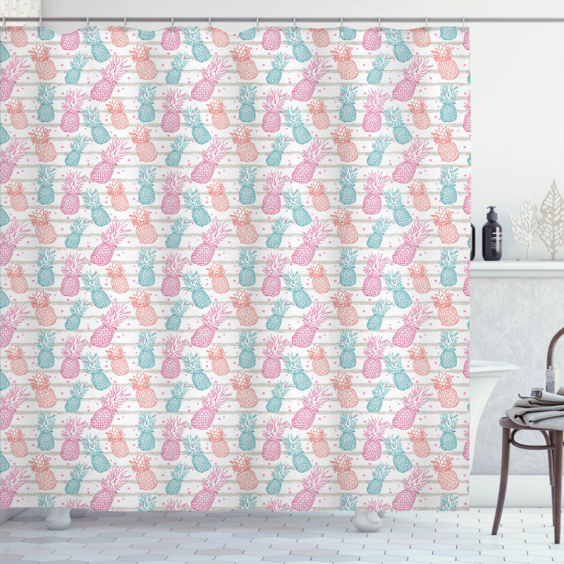 Colorful Pineapple Sketch Shower Curtain