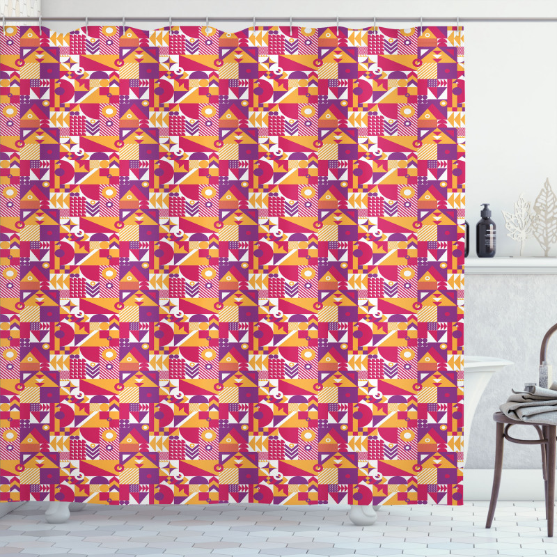 Contemporary Mosaic Motif Shower Curtain