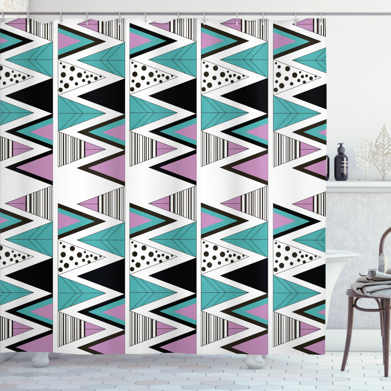 80s Memphis Zigzag Shower Curtain