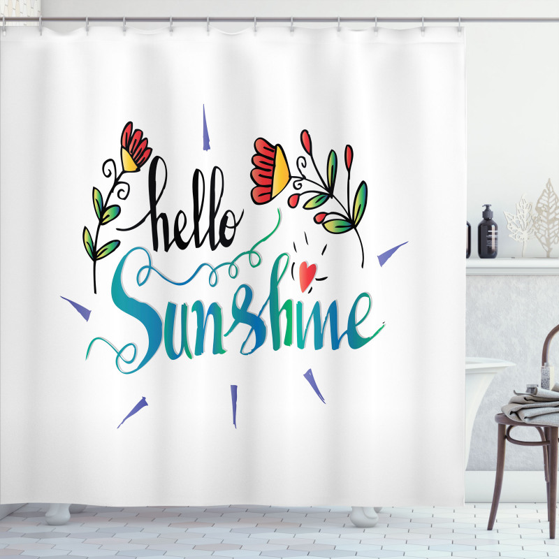 Hello Sunshine with Flower Shower Curtain