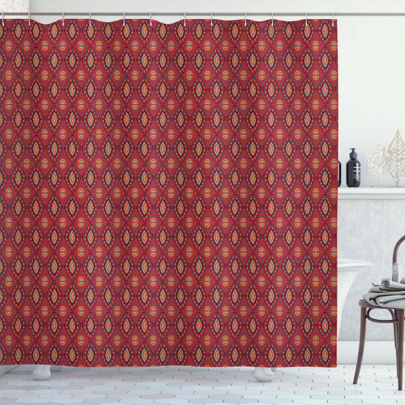 Ikat Geometric Motif Shower Curtain