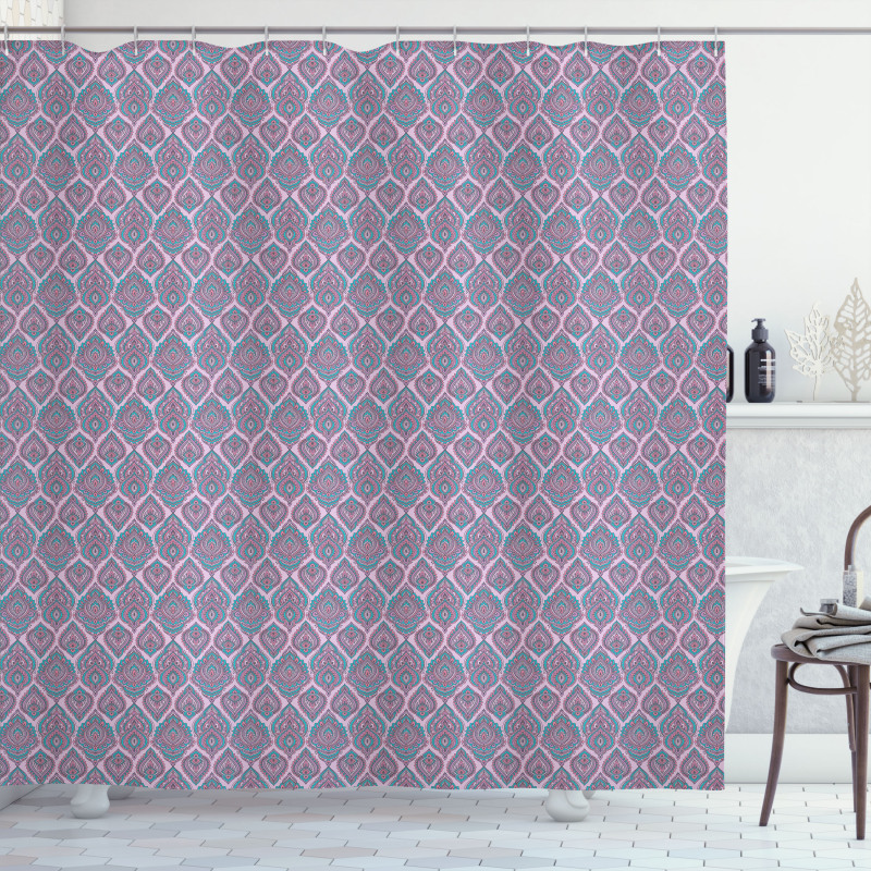 Hand Drawn Folk Ornaments Shower Curtain