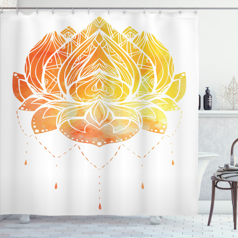 Lotus Flower in Boho Pattern Shower Curtain