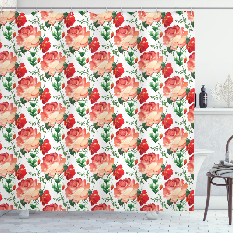 Traditional Russian Roses Shower Curtain