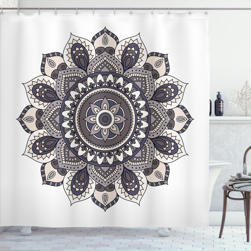 Oriental Mandala Yoga Motif Shower Curtain