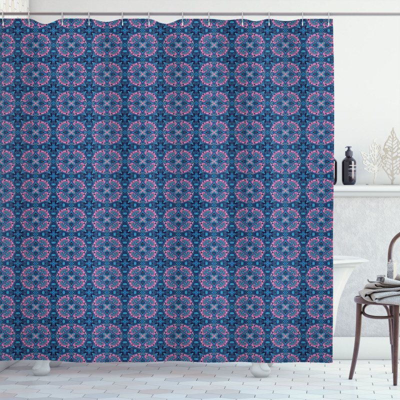 Floral Paisley Pink Blue Shower Curtain