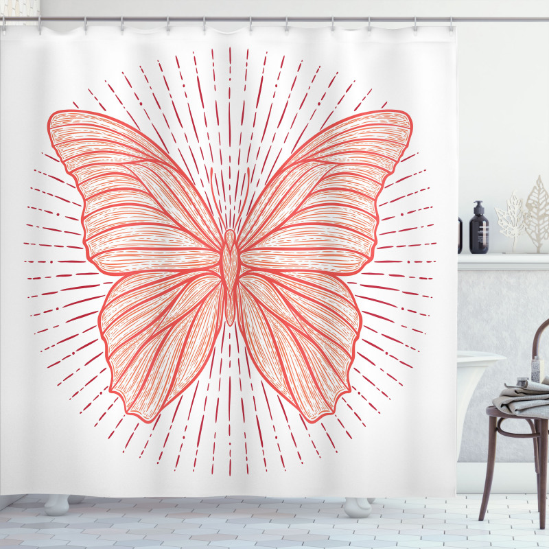 Butterfly Doodle Sunburst Shower Curtain