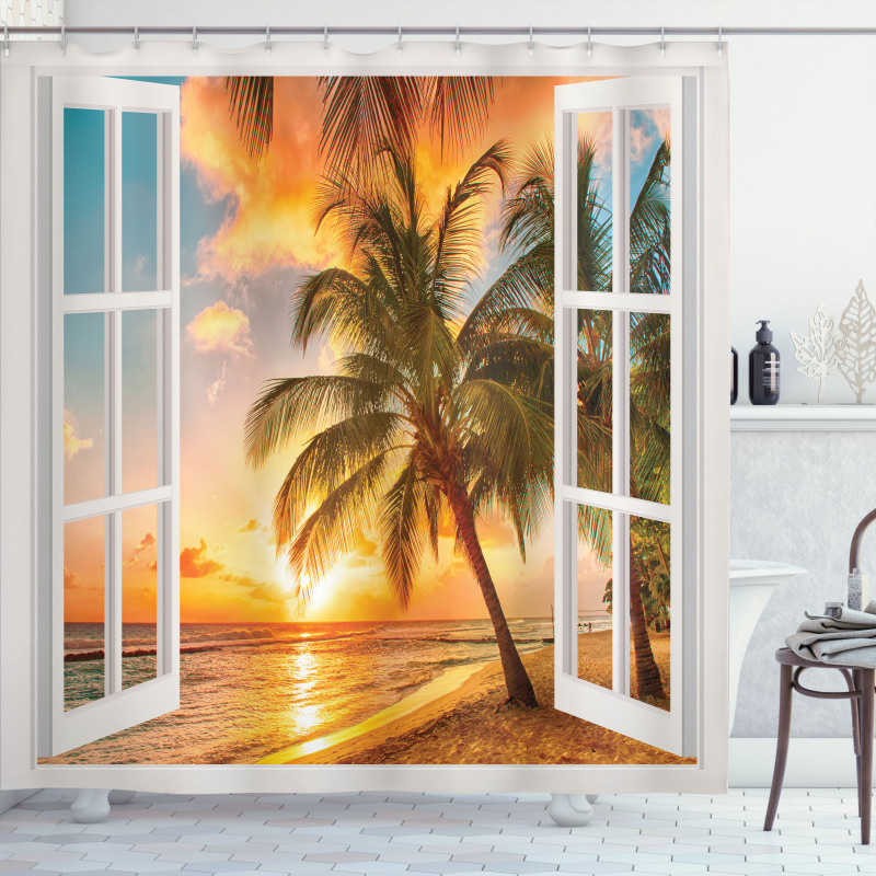 Sea Ocean Palms Scenery Shower Curtain