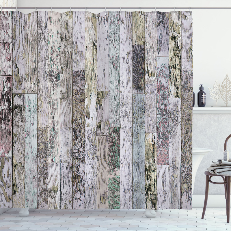 Pastel Oak Timber Boards Shower Curtain