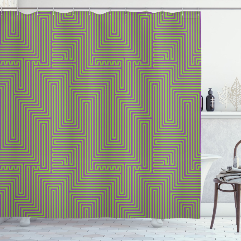 Digital Angled Line Motif Shower Curtain
