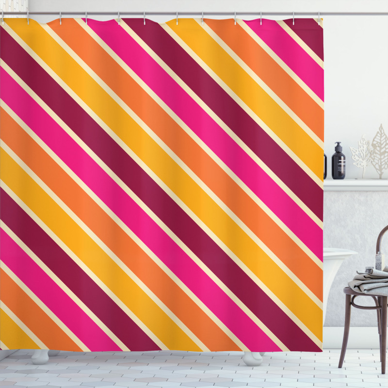 Angled Retro Style Lines Shower Curtain