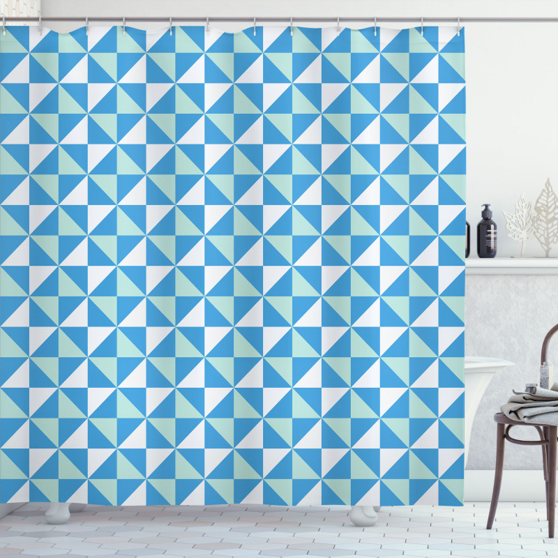 Grid Tile Triangle Shapes Shower Curtain