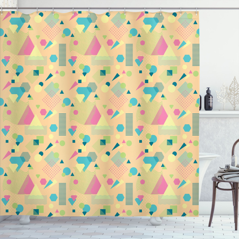 Memphis Style Triangle Lines Shower Curtain