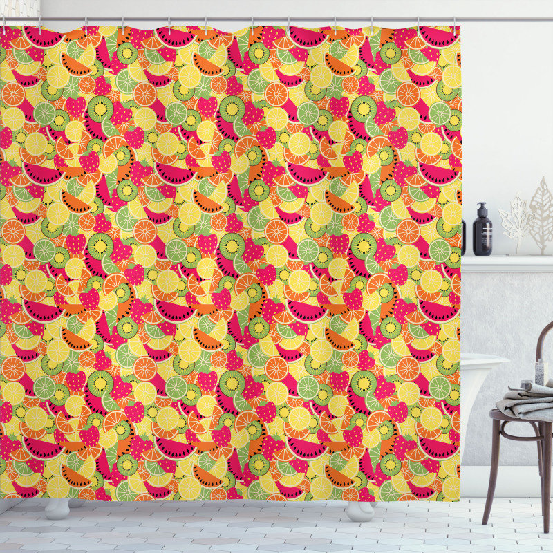 Orange Watermelon Strawberry Shower Curtain