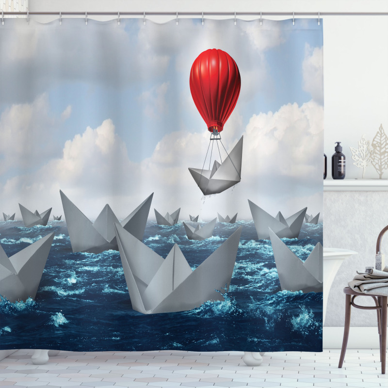 Paper Boats and Balloon Shower Curtain